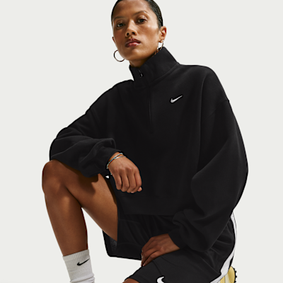 Nike Studio Fleece Medium Weight Women's Oversized 1/4-Zip Cropped